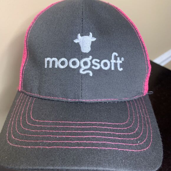 Moogsoft Embroidered Adjustable Snapback Trucker Hat Cap Gray/Pink - Picture 2 of 9